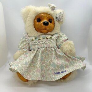 Vintage 1992 Robert Raikes Wooden face collector bear
